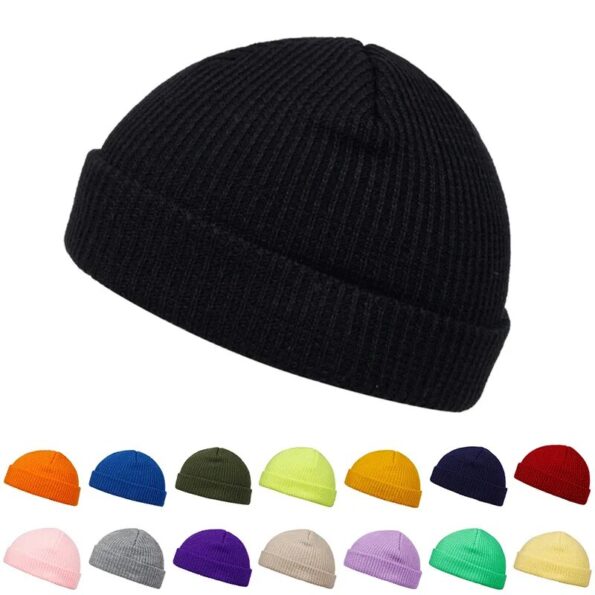 Autumn-Winter-Melon-Cap-Men-women-Knitted-Hat-Beanie-Skullcap-Sailor-Caps-Cuff-Short-Brimless-Retro