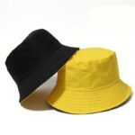 Black-Solid-Dots-Bucket-Hat-Two-Side-Wear-Unisex-Simple-Bob-Caps-Hip-Hop-Gorros-Men